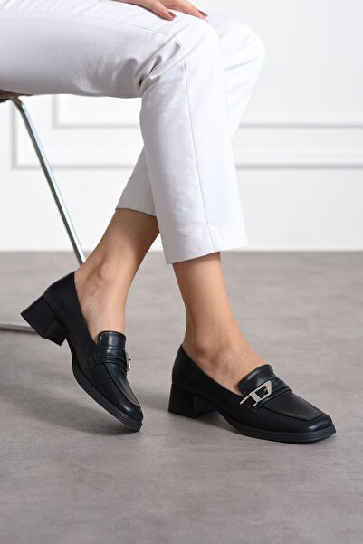 İST FİDAN KUNDURA Kadın Toka Detaylı Alçak Ökçe Leofer - Oxford Topuklu Ayakk...