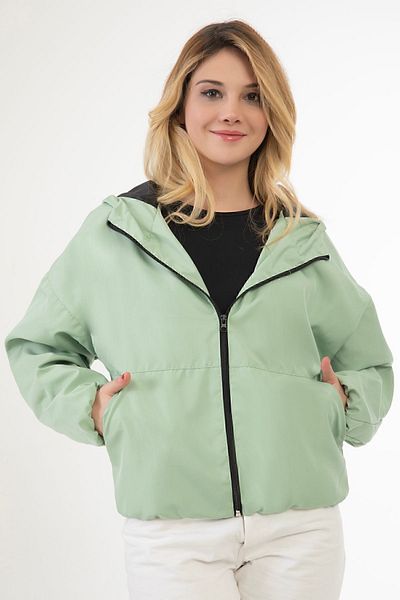 Riverstorm Women's Water Green Water and Windproof Oversize Raincoat with Hooded Pocket - Windbreaker