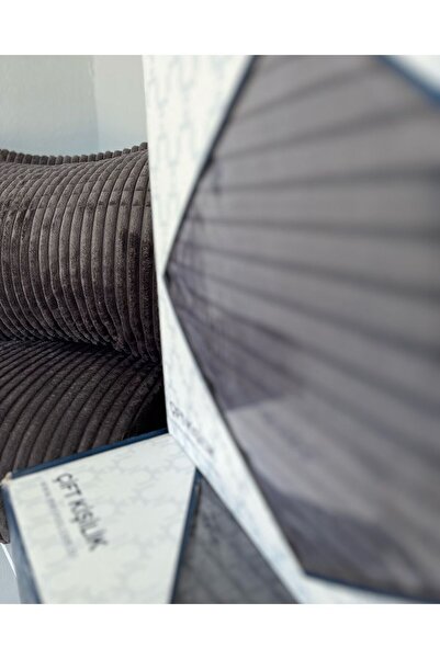 Sarar Merinos Modern Lıne 3 Parça Yatak Örtüsü Battaniye Seti Çift Kişilik Modernlıneantrasit02