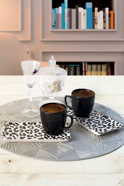 Keramika Σετ παρουσίασης καφέ Leopard Natural Stone 4 τεμαχίων για 2 άτομα 19297