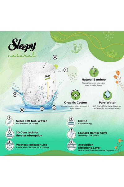 Sleepy Natural Pants Size 5 | Comfort | Absorbent | Eco-Friendly | Hypoallergenic | (5, 168 Count)