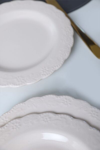 Keramika 21 Cm Cream Tango Cake Plate - 6 Pieces 030