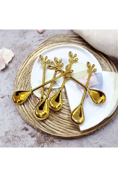 CHANCE GİFT Spring Shape 6-Piece Metal Spoon - Tea, Coffee, Dessert and Jam Ice Cream Spoon