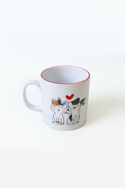 Keramika 10 cm Wide Cat Love Cylinder Mug
