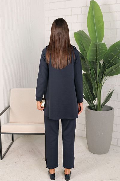 Melike Tatar Dark Blue Scuba Set - Buttoned, 3-5203 Model