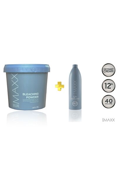 MAXX DELUXE Bleachıng Powred Oryal Saç Açıcı Gümüş Toz (1000 GR) Ve 40 Volume Oksidan (1000 ML)