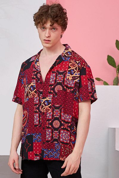 Rocqerx R-3683 Camis Colored Kilim Shirt - Κοντό μανίκι