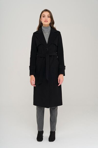 Olcay Kabát s kapucí a zapínáním na knoflíky ČERNÝ 3906