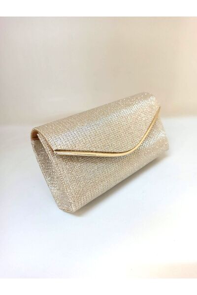 dizaynbag Kadın altın simli biye aksesuarlı abiye çanta