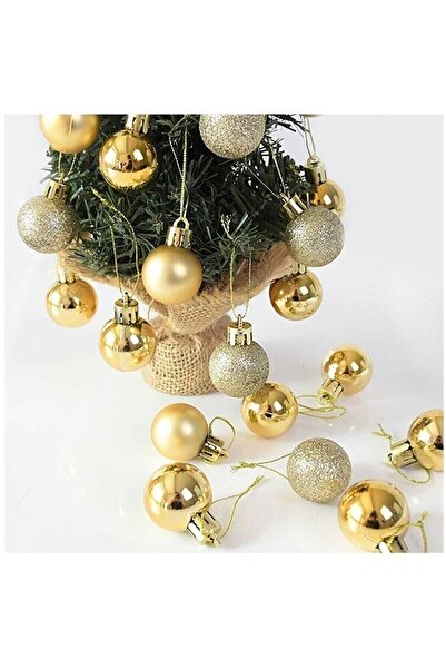 Happyland Yılbaşı Ağacı Süsleme 4 Cm Gold 6'lı Gold Renkli Cici Top