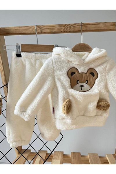 MeaShop Plush Teddy Bear Embroidered Hooded Baby & Kids Set / Wellsoft Fleece Fabric