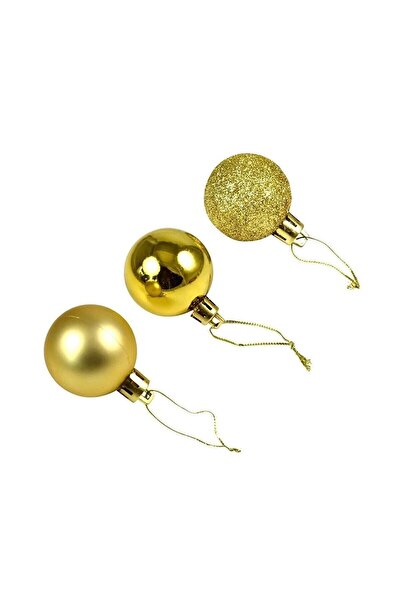Happyland Yılbaşı Ağacı Süsleme 4 Cm Gold 6'lı Gold Renkli Cici Top