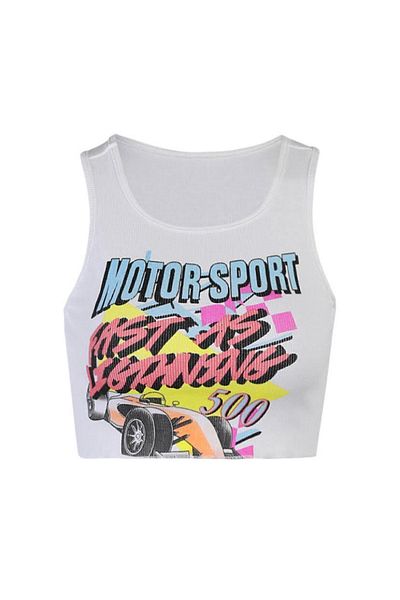 Arzulica Λευκό εμπριμέ Crop Top