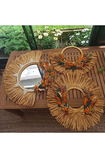 Genel Markalar Bohem üçlü rafya duvar süsü, sıcak ve şık dekorasyon detayları