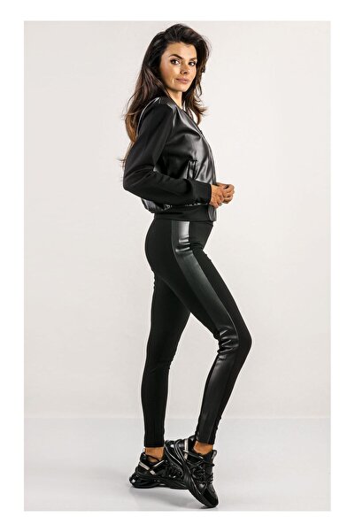 EA7 Comfortable Black Women's Tights - Stripe Detailed 6Dtp79 Tjzoz-1200