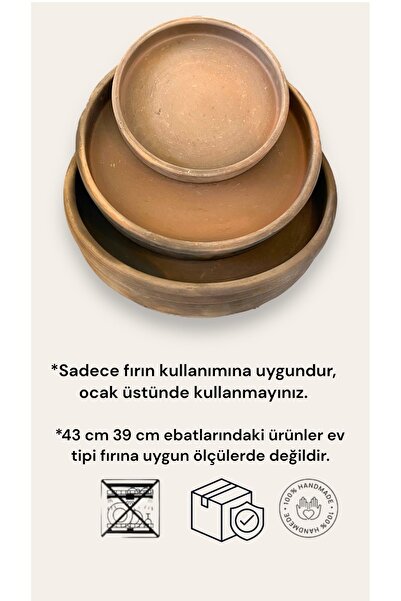 AdenArt Aile Boyu Toprak Güveç Fırın Tepsisi 12 Kişilik 41 Cm
