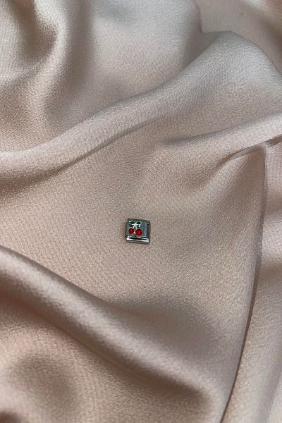 Bella's Takı Italian Charm Cherry Steel Patterned Cherry