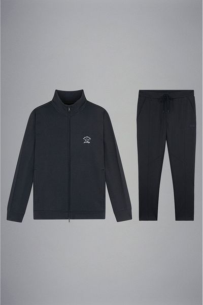 PAUL&SHARK Black Sports Tracksuit Set - Comfortable Fit, Zippered, Men's Brand Logo 14311500 -011