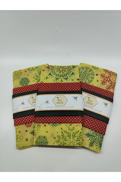 TODO HOME Balbezz Honey Waxed (Washed) Storage Cloth Set of 3 with Snowflake Pattern