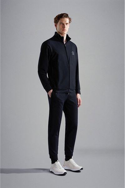 PAUL&SHARK Black Sports Tracksuit Set - Comfortable Fit, Zippered, Men's Brand Logo 14311500 -011