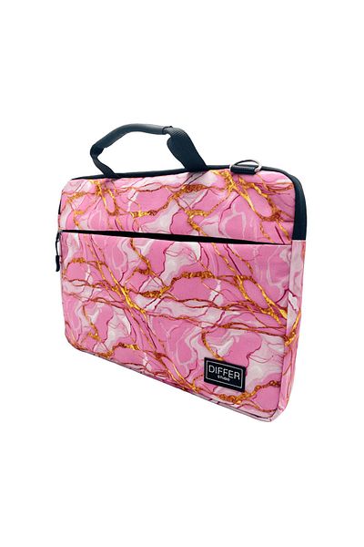 Differ Studio 13-13.3-14'' Inch Pink Marble Pattern Gold Water Resistant Strap/laptop/macbook/notebook/bag