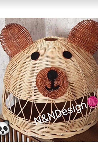 Genel Markalar Rattan Bambu Çocuk Odası Avize Ayı Figürlü Panda Kulaklı Avize