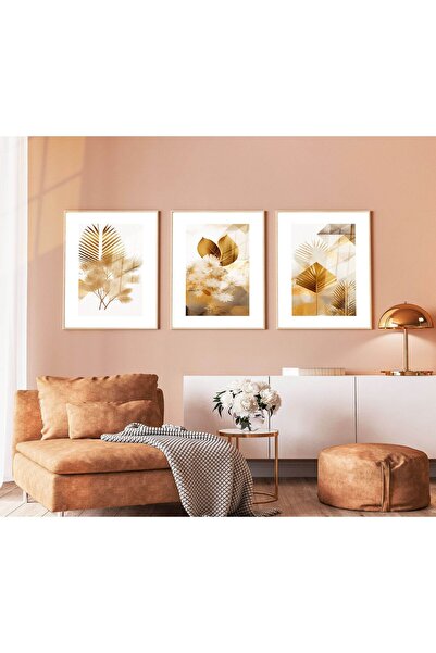 bestablo Set de pictură decorativă cu flori din lemn, 3 piese, decor pentru c...