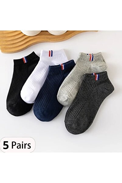 Atacık Çorap 5 чифта мъжки чорапи до глезена с различни цветове гумени ленти Мъжки ботуши Чорапи