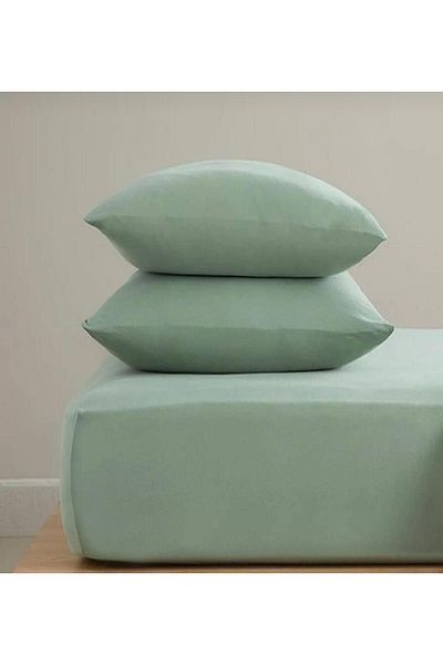 She&Co Double Fitted Sheet Set - 3 Pieces |   Anti-Sweat, Summer Fabric - Green