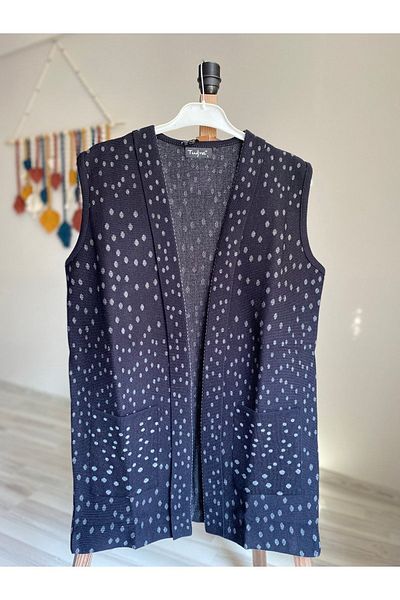 sinankardeşler Vestă Mamă Tricotaj Albastru Marin - Iarnă, Nasturi