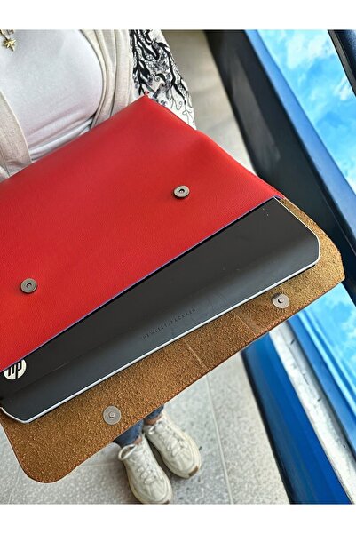 PLUSH STUDIO Flaming Hot Red Leather Computer and Briefcase 15.6 Inch (40X30 cm)
