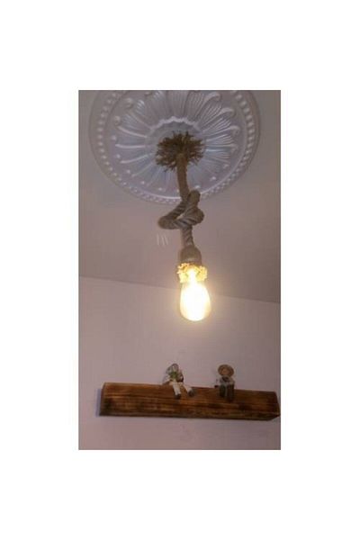 AHŞAP ATÖLYE Jute Rope Chandelier 20 Mm 100cm Cable Lampholder Pendant Chandelier Natural Appearance Stylish Product