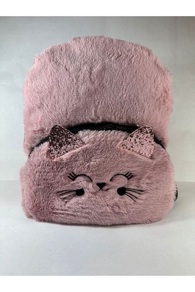 MEYL ÇANTA Cat Patterned Plush Furry Strap Children's Backpack