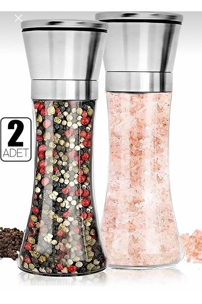 Byzeynepdurak 2-Piece Glass Body Salt and Pepper Mill