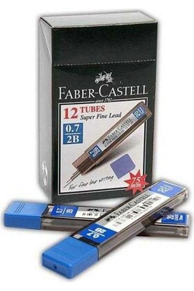 Faber Castell Ezg - Min Super Fine Lead 2B 75mm 0.7mm Versatil Pen Tip (1 Pack 12 Tubes)