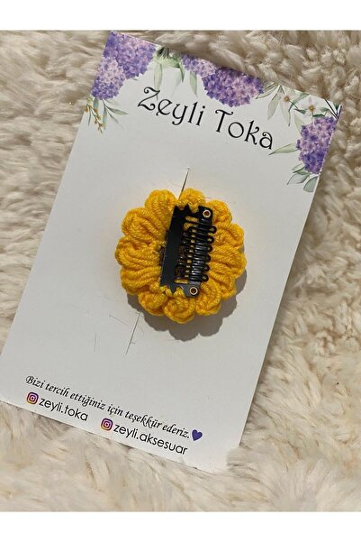 zeyli ZEYLİ El Yapımı Örgü Küçük Papatya 3 Lü Saçsız Bebek Toka Seti (0-3 yaş bebek için uygun )