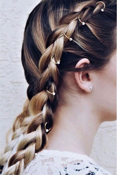 MAKSESUAR Kadın White dream Gold Saç Küpe Seti