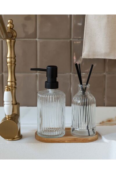 KaiHome 2-Piece Glass Soap and Scent Set with Stand