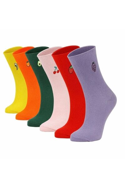 Bolero Çorap 6-парични многоцветни дамски чорапи с плодов мотив