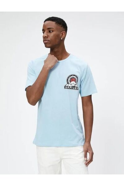 Koton Ανδρικό μπλουζάκι με στάμπα της Απομακρυσμένης Ανατολής