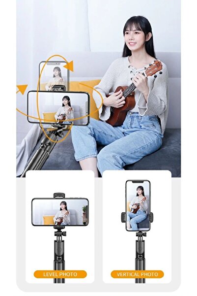 SMAYLİNG Kablosuz Stant Tripod Katlanabilir Uzatılabilir Selfi Çubuğu İOS&ANDROİD Vlog Kit Tiktok İnstagram