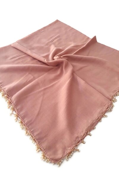 ALLURİNG Pearl Beaded Gold Hand Embroidered Scarf Writing 100x100cm