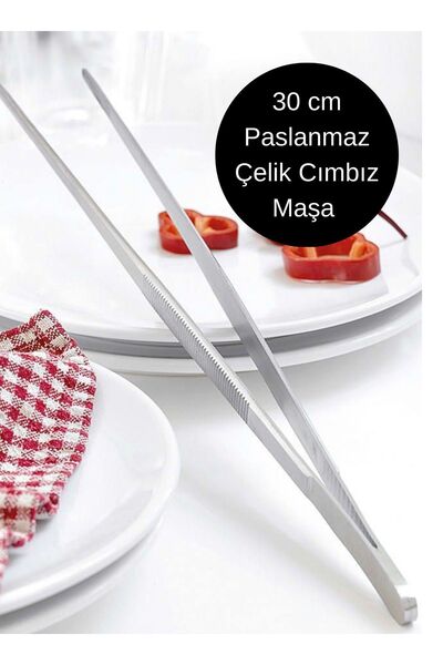 BRE HOME Paslanmaz çelik Cımbız Maşa Pişirme Cımbızı Çelik Maşa 30cm Profesyonel Şef Cımbızı