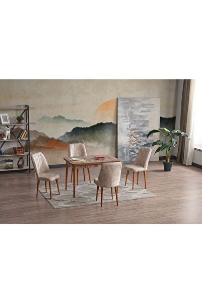 ADAHOME Tufan Sabit 4 Kişilik Mutfak Masası Takımı Yemek Masası Takımı