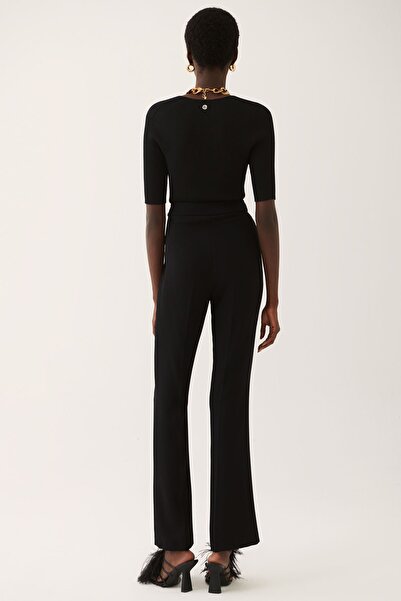 Perspective Gray Slim Fit Long Length Black Color Women's Trousers