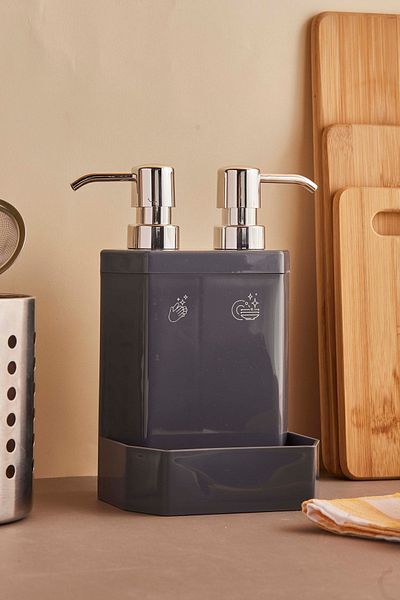 Perotti Marlon Lecce Gray 2-pack Kitchen Liquid Soap Dispenser with Sponge Holder
