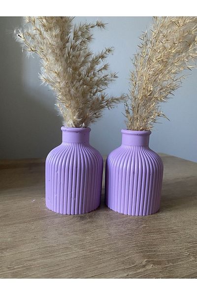 Hepsi Moda Scandinavian Decorative Concrete Vase - Pampas 10cm Trinket 2-Piece Shipping Very Stylish