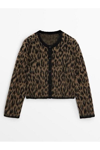 YouLikeButik Vlněný svetr s leopardím vzorem - m D