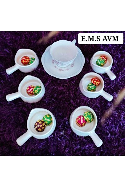 E.M.S AVM 6 Adet Sedef Beyaz Renk Cezve Model Kahve Yanı Sunumluk Lokumluk Ik...
