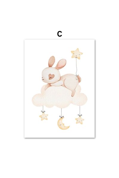 TABLOX Set de pictură MDF Moonlight Sleep cu cadru din 6 piese - Decor pentru camera bebelușilor și copiilor